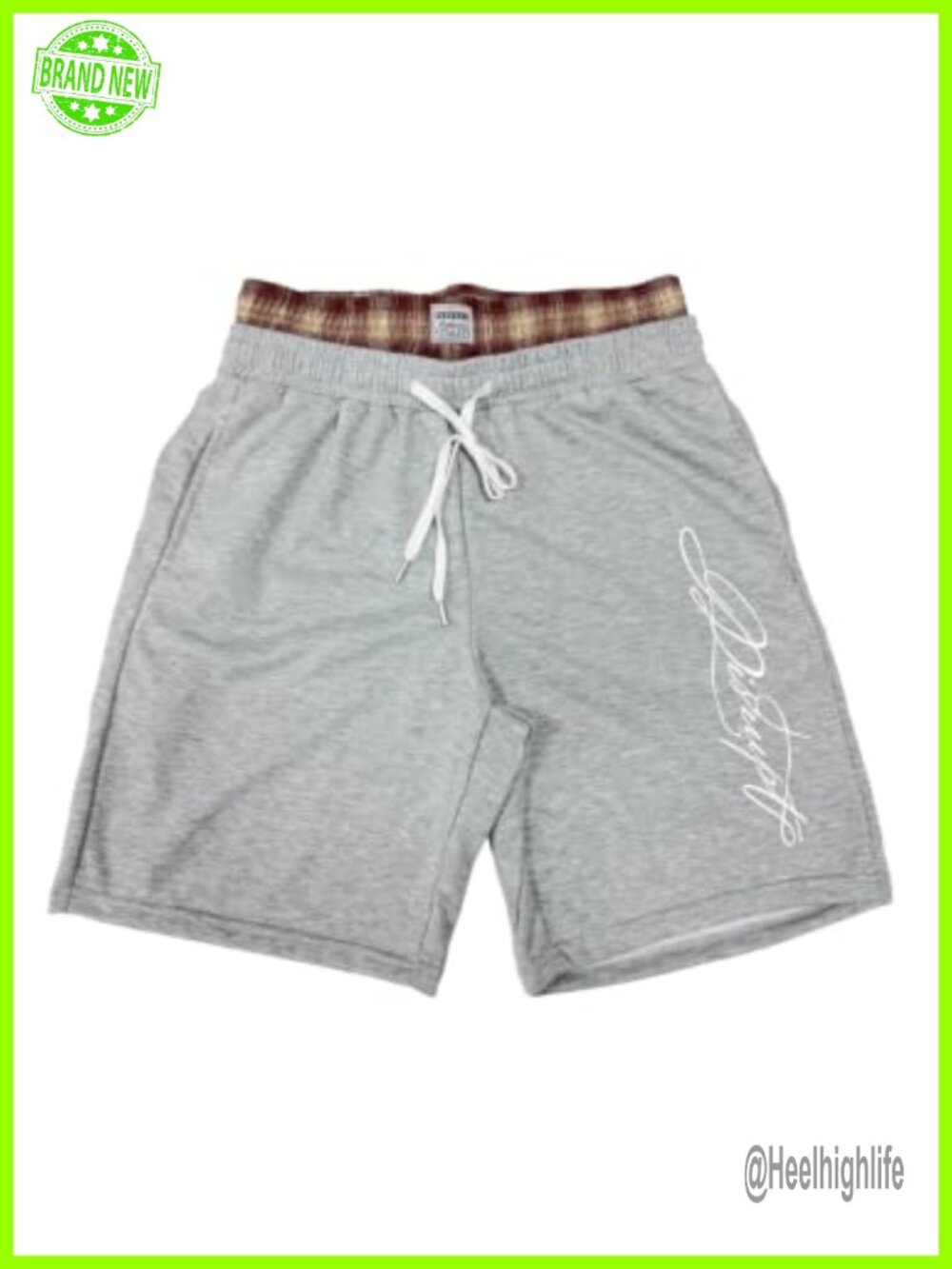 OKCEO Y2K Baggy Sweat Jorts Gingham Double Waisted Shorts